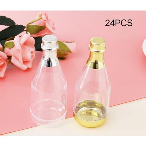 24pcs Transparent Plastic Candy Box Baby Shower Wedding Souvenir DIY Champagne Bottle Party Decorations Candy Box Party Decor