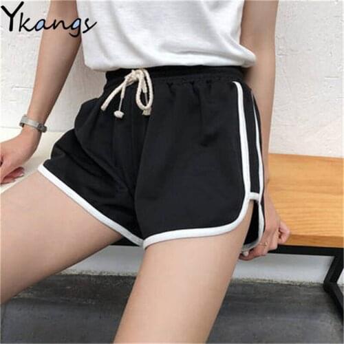 High Waist Summer Women Shorts Running Shorts Women Drawstring Elastic Sport Shorts for Women Gym Summer Shorts Vintage Casual
