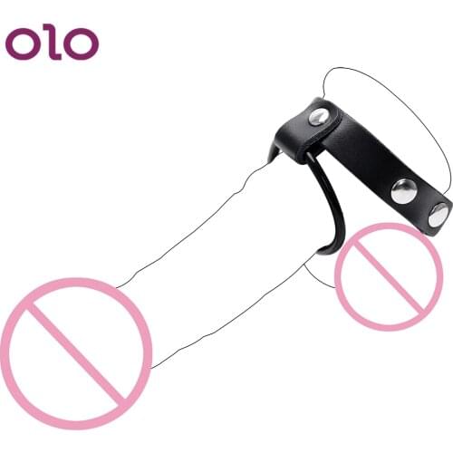 OLO Silicone Leather Penis Rings Cock Ring Adjustable Sex toys for Men Male Erotic Toys Male Chastity Device