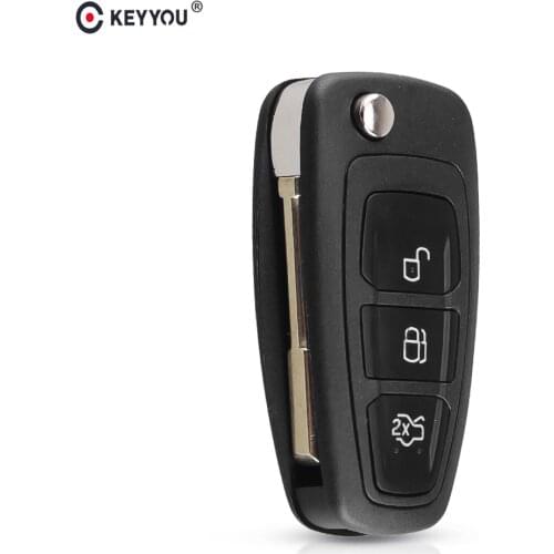KEYYOU 3 Buttons Flip Folding Remote Car Key Shell For Ford Focus Mk1 Mondeo Transit Key Cover Fob Case FO21 Blade Car Styling