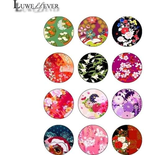 10mm 14mm 16mm 12mm 20mm 25mm 361 12pcs/lot Flower Glass Cabochons Jewelry Findings 18mm Snap Button Charm Bracelet