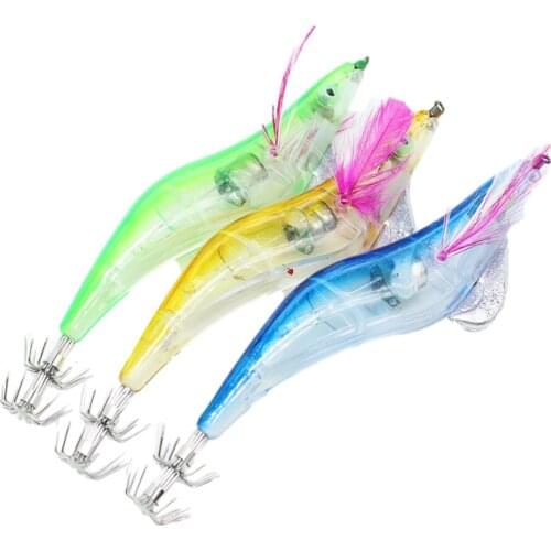 Fishing Lures Artificial Baits Luminous Shrimp Fishing Lure With 2 Straight Hook Night Fishing Squid Bait Rig Lures Famous