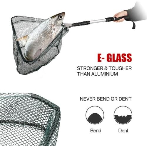 Hot Telescopic Folding Aluminum Handle Fishing Landing Net 3 Section Extending Pole Fishing Tool DO2