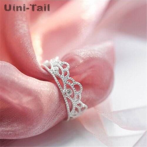 Uini-Tail hot new 925 sterling silver crown open ring Korean fashion trend sweet personality fresh creative jewelry ED243