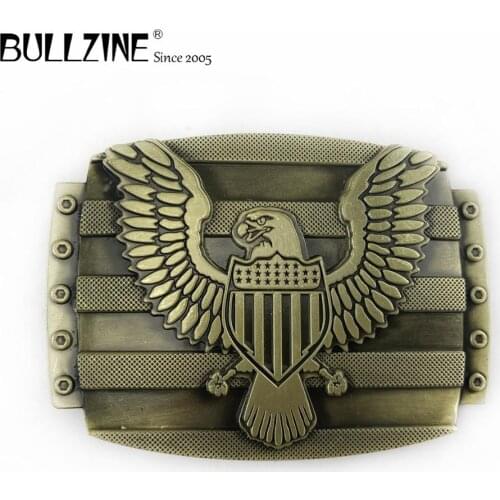 The Bullzine Eagle belt buckle with antique brass finish FP-02810-1 suitable for 4cm width belt