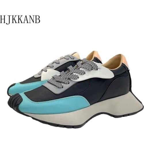 Patchwork Sneakers Women Comfortable Sole Lace Up Flat Running Shoes Spring Autumn Outdoor Hiking Shoes All-match Casual Shoes