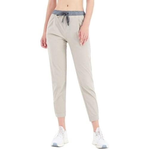Women Drawstring Cropped Running Pants Sports Breathable Quick Dry Loose Sweatpants Fitness Outdoor Tracksuit Gym Sportswear