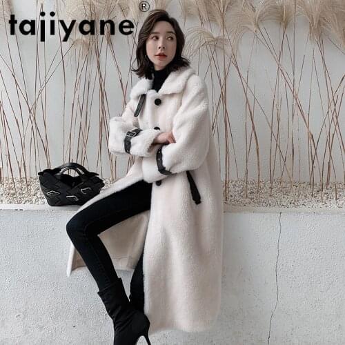 100% 2021 Winter Wool Coat Women Real Fur Coats Womens Sheep Fur Long Jacket High Quality Clothes Abrigo Mujer TN1419