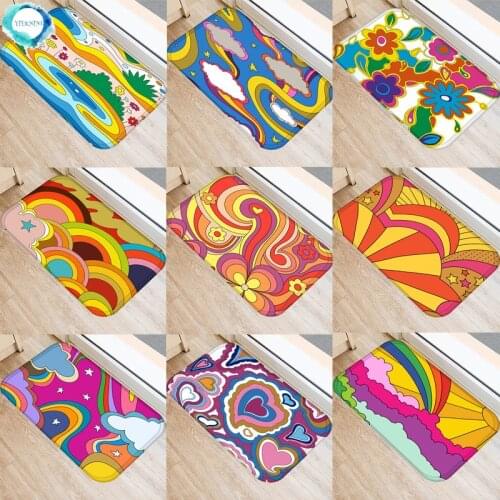 1PC Colorful Flower Anti-Slip Doormat Kitchen Entrance Door Mat Velvet Carpet Indoor Floor Mats Rug 40x60cm