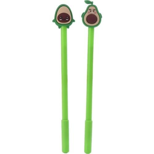 2pcs Kawaii Avocado Gel Pen 0.5mm Cute Stationery Creative Exam Writing Black Signature Markers Office School Supplies Ballpoint