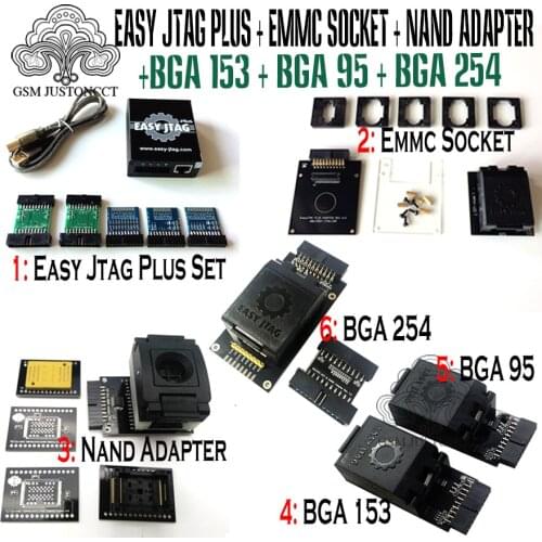 2022 original New Easy Jtag Plus box + Emmc Sockert + Nand Adapter +Ufs Bga 254 +BGA 153 + BGA 95 +E MATE X 13 IN 1