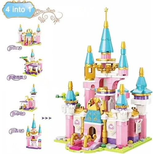 4 in 1 Princess Leah Royal Castles House Friends Set Little Dolls Educational Building Blocks Toys For Girls Creative Girls gift