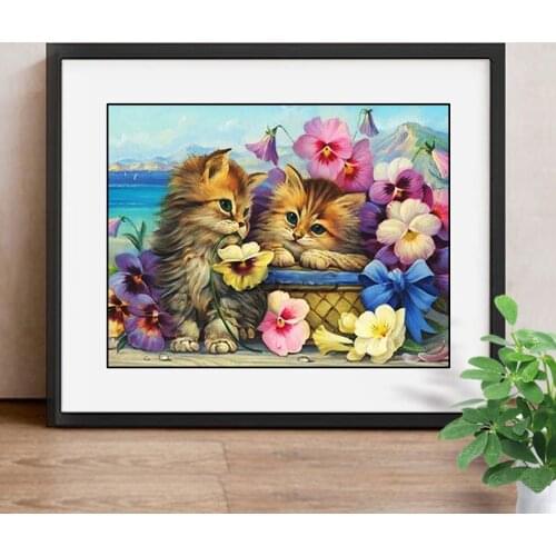 5d Diy Diamond Painting Cats Cross Stitch Diamond Embroidery Full Kit Wall Stickers Handicraft Arts Craft Decoration Home