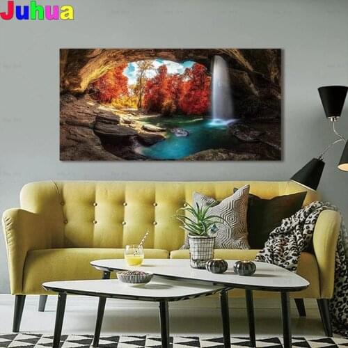 Nature Landscape Sunshine Forest Lake 5D DIY Diamond Painting Full Square/Round waterfall Diamond Embroidery Mosaic Home Decor
