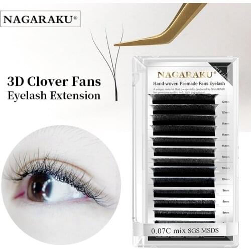 NAGARAKU Automatic Flowering W Shape Bloom 3D 4D Premade Fans Eyelash Extensions Natural Soft Light Individual Lashes Full Dense