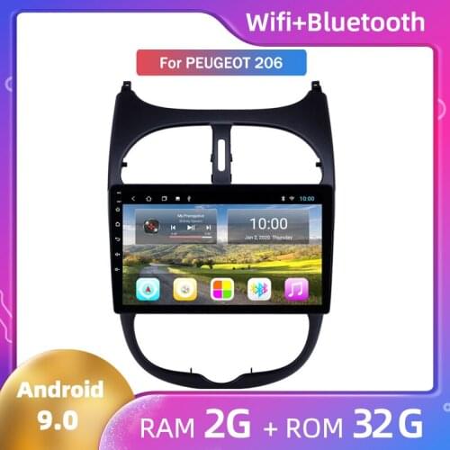 For Peugeot 206 GPS Navigation Car Zksoftware Large Screen All-in-One Machine Android9 2G+32G Car multimedia player WIFI CARPLAY