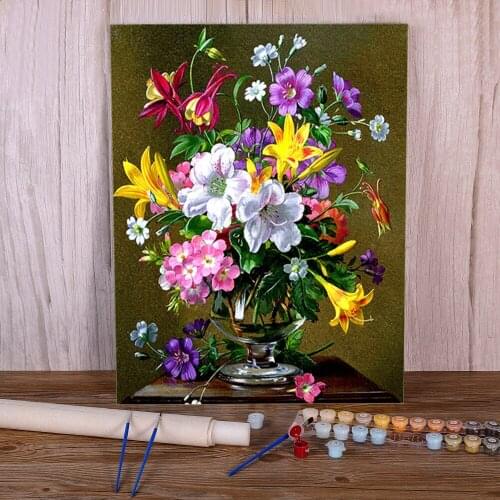 Flower Bouquet Coloring By Numbers Painting Kit Oil Paints 50*70 Painting On Canvas New Design Crafts Adults Drawing