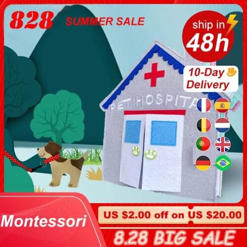 Montessori Childrens Educational Toys Local Tyrant Cloth Book Tears Not Rotten Baby Early Education Pet Hospital