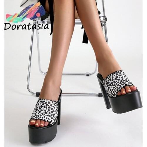 DORATASIA New Arrival Slip On Sandals Mixed Color Peep Toe Platform High Heel Sandals Women Leisure Casual Summer Women Shoes