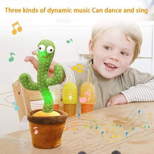 Electric Plush Cactus Doll Twist Dancing Toy With Song Light Recording Bluetooth Speaker USB Home Decor Hawaii Party Decoration