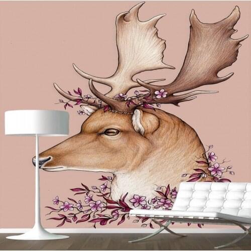 Custom mural Modern elk deer head murals custom living room entrance background wallpaper bedroom mural