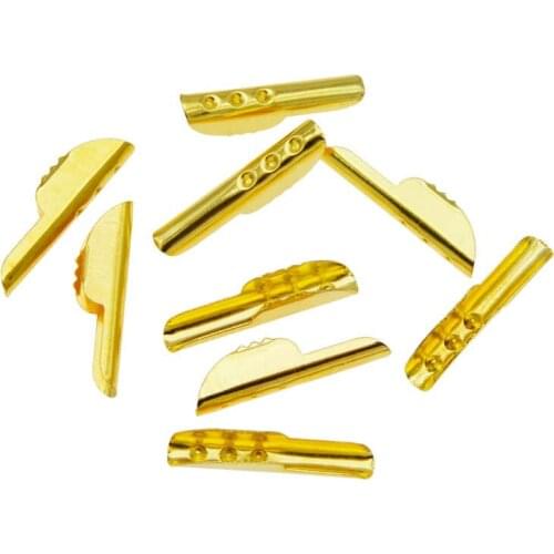 Julie Wang 50PCS 3mm Iron Cord End Crimp Caps Rope Clip Tip For Necklace Pendant Jewelry Making Accessory Gold White K Color