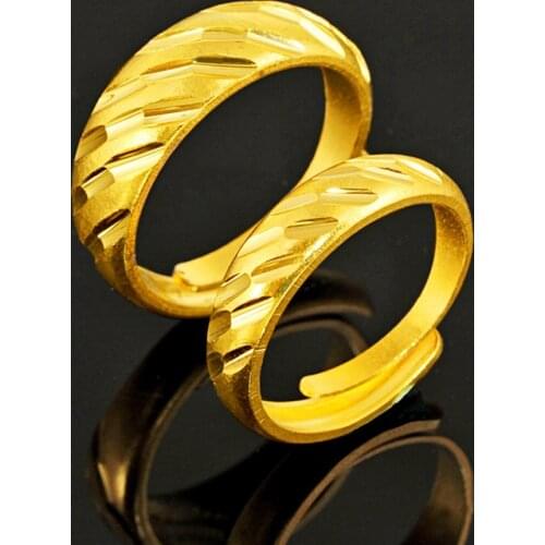 2 Pieces Ring Set Women Men Twill Carved Vintage Jewelry Yellow Gold Filled Couple Wedding Gift