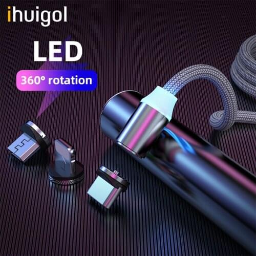 Ihuigol Magnetic Charger Cable Micro usb Type C Fast Charging For iPhone 11 Pro MAX X XR XS 7 Samsung Xiaomi Magnet Cables 1M 2M