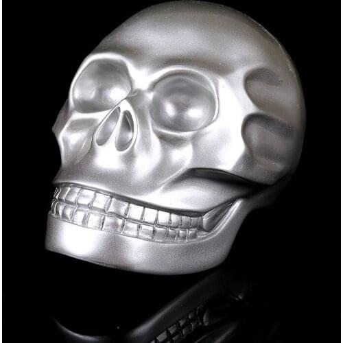 Moquerry Sliver Resin Skull Statue Figurine Robotic Skeleton Human Steampunk Skull Sculpture Collectible Halloween Home Decor