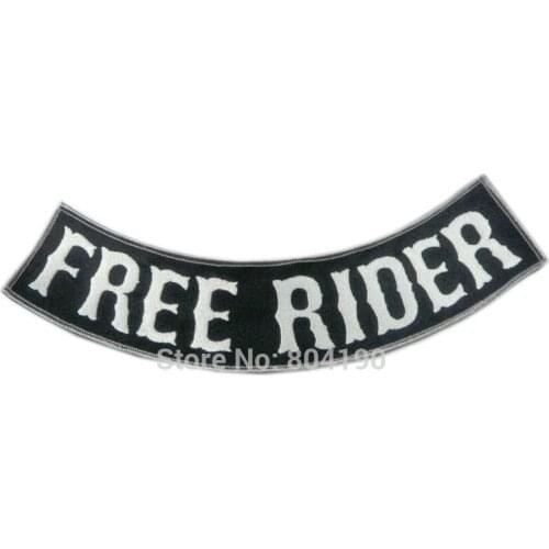 11" XL No Club Free Rider Bottom Rocker Leather Jacket Back Metal Rock Punk clothing iron on patch Biker Vest Patch MOTORCYCLE