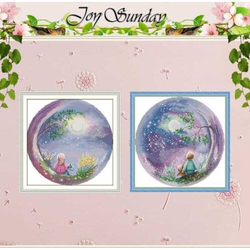 Looking up at the Moon Counted Cross Stitch 11CT 14CT Printed Cross Stitch Set Wholesale Cross-stitch Kit Embroidery Needlework