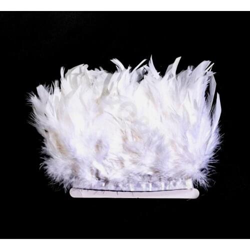 The new 10-15CM (4-6 inches) turkey feathers are dyed and bleached white to make a 2-10m selvedge holiday dress skirt decoration
