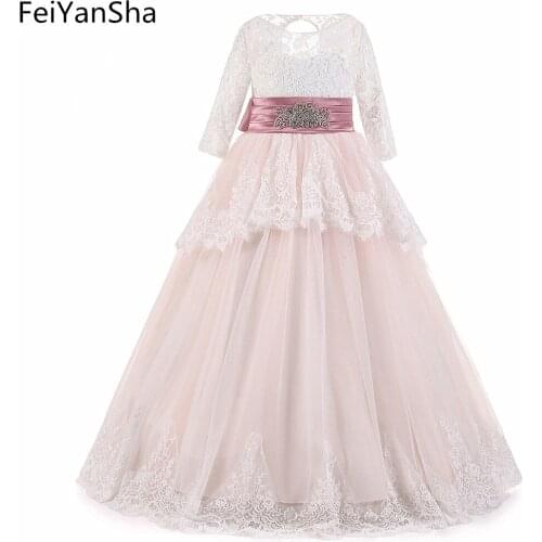 Flower Girl Dresses Tulle 2019 Beading Appliqued Pageant Dresses For Girls First Communion Dresses Kids Prom Dresses