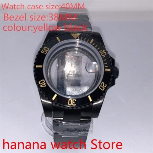 Suitable for NH35 36 Mingzhu2813 Miyata self-winding 40mm transparent black box series, with rotating ceramic yellow bezel