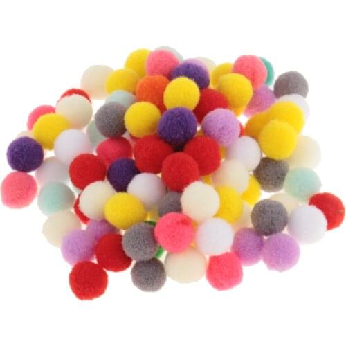 100pcs Assorted Colorful Fluffy Pom Poms Pompoms Ball Xmas Decoration DIY Craft