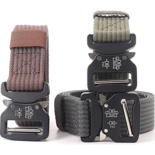 Men Tactical Belts 4mm Thick 38mm Wide Casual Canvas Outdoor Alloy Automatic Buckle China High Quality Men Belt Plus Size Unisex