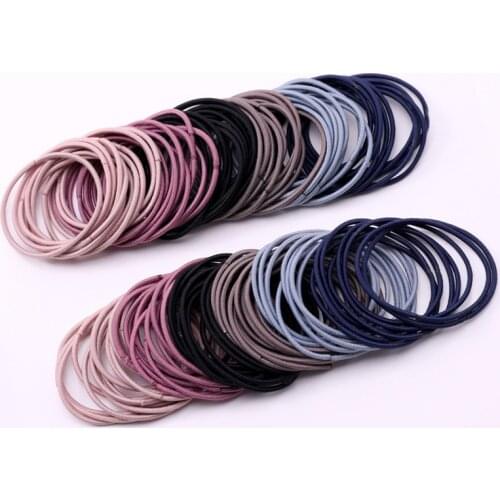 50Pcs/Lot Net Red Simple Rubber Band Hair Bands Women High Elastic Hair Rope Does Not Hurt Hair Hair Ring Girls Hair Accessories