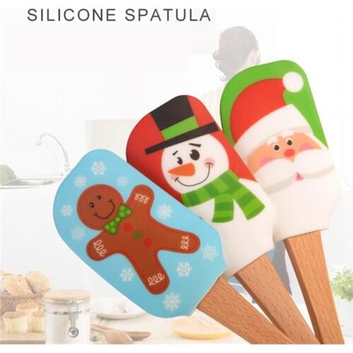 Christmas Style Baking scraper cake baking Tool food grade Spatula butter Spoon cooking silicone spatula bakery tools