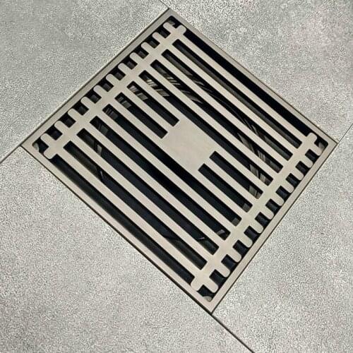 Shower Drains 12*12cm Square Bath Drains Strainer Hair Antique Brass Art Carved Bathroom Floor Drain Waste Grate Drain WJ714