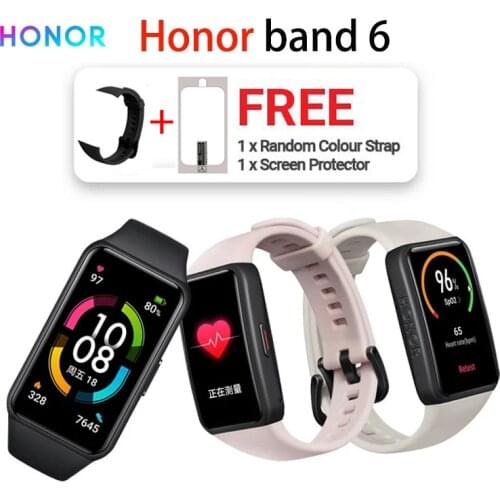 【FREE GIFTS】 Huawei Honor Band 6 Smart Wristband Full Screen 1.47" AMOLED Color Touchscreen SpO2 Swim Heart Rate Sleep Stress
