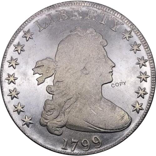 United States Of America Coin 1799 Liberty Draped Bust One Dollar Heraldic Eagle Cupronickel Silver Plated Copy Coins