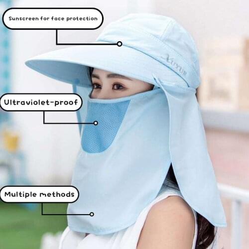 Sun Hats for Women Summer Sun Visor Hat with Big Heads Wide Brim Beach Hat Omnibearing UV Female Caps Face Neck Protection