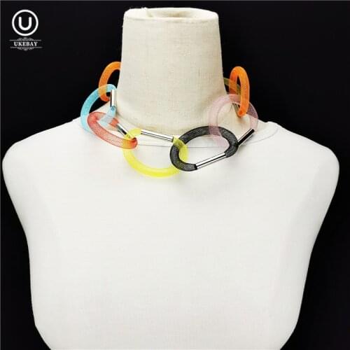 UKEBAY New Multicolor Choker Necklaces Alloy Tube Mesh Necklace Designer Handmade Jewelry Women Party Clothes Luxury Jewelry