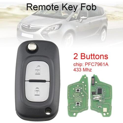 433MHz 2 Buttons Smart Car Remote Key with ID46 PFC7961A Chip for Renault Clio III Clio 3 Kangoo Master Modus Twingo 2006-2016