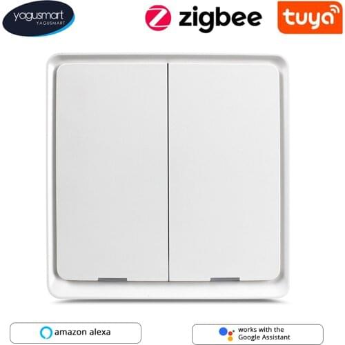 Yagusmart Zigbee Tuya Smart Light Switch No Neutral Wire Work with Alexa Google Home Timer Control Wall Push Switch 220V