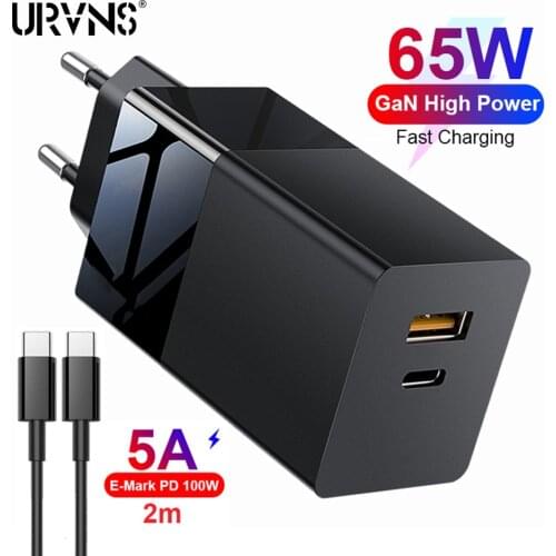 URVNS 65W GaN USB C PD Charger Quick Charge 4.0 3.0 QC4.0 QC PD3.0 USB-C Type C Fast USB Charger For Macbook Pro iPhone Samsung