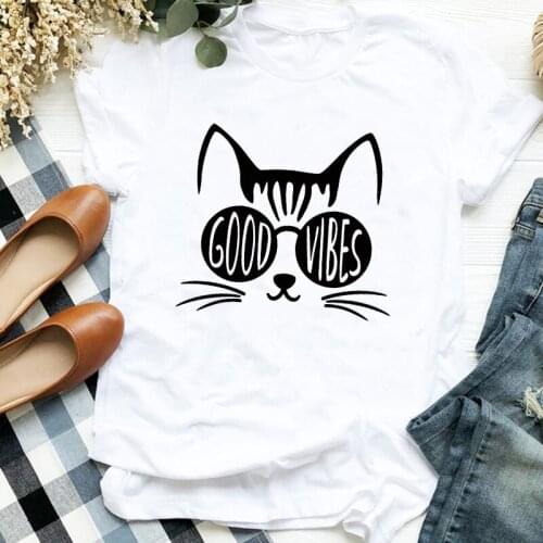 Women T-shirt Black Cat Mujer Camisetas Casual Cartoon 90s Element Graphic T-shirt Womens Clothes Womens Top T-shirt