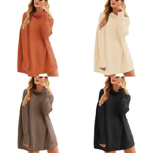 Women Oversize Knitted Sweaters Pullovers Solid Stretch Striped Korean Top Knit Plus Size High Neck Loose Knit Sweater