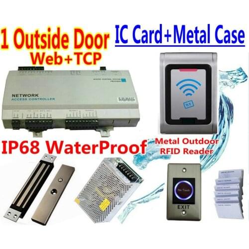 1 Outside Door Access Controller Panel Board Web/TCP+Metal RFID IC M1-Fare Card Reader+Inbuilt Magnetic Lock+Release button+soft