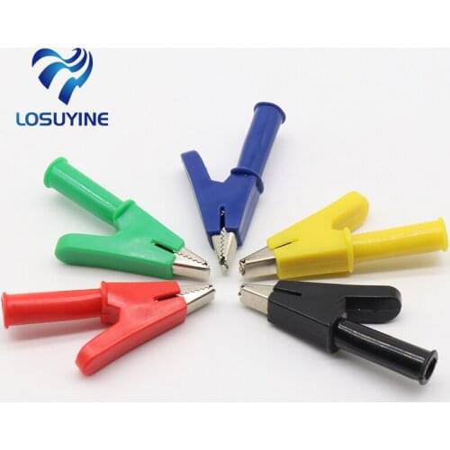 High Quality 10PCS/LOT Full Insulated Crocodile Alligator Clips With 4mm Socket Banana Jack Test Clamp Wire Clip